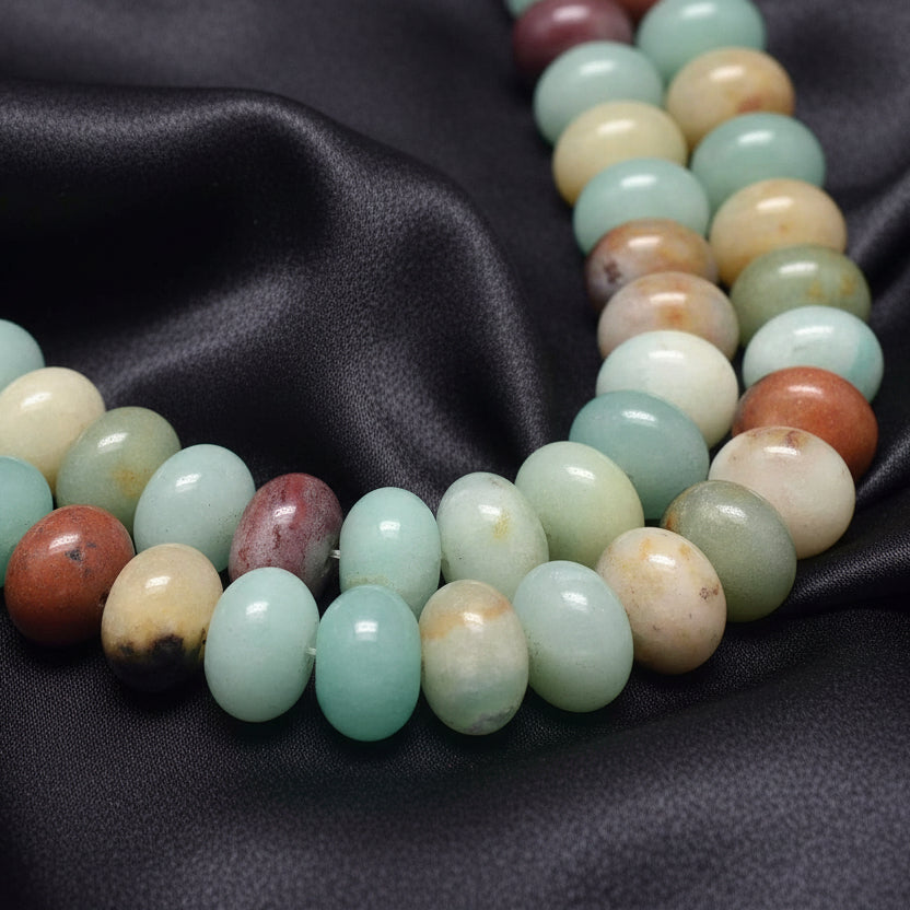 Natural Amazonite Flower — Rondelle 4x2mm and 8x5mm | Strand ~38 cm
