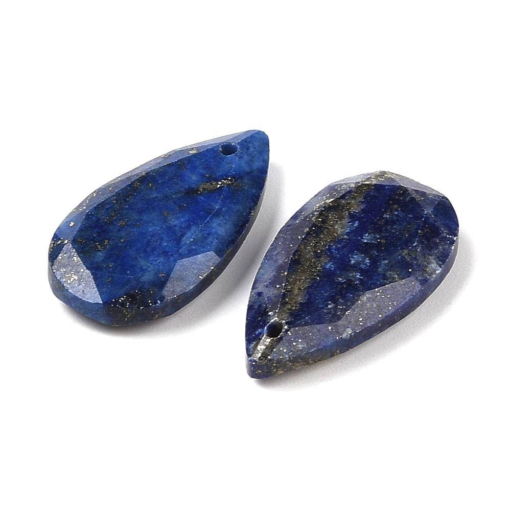 Faceted Teardrop Pendants 25mm — Lapis Lazuli, Obsidian, Aventurine