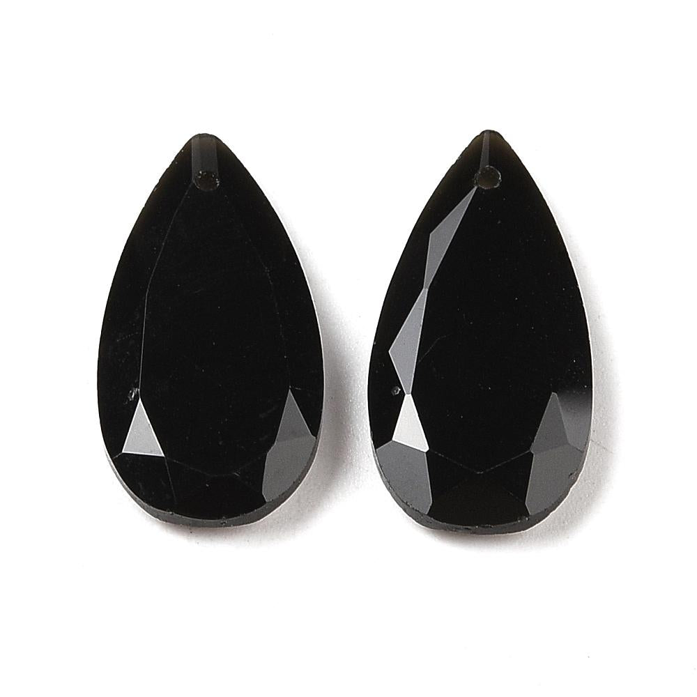 Faceted Teardrop Pendants 25mm — Lapis Lazuli, Obsidian, Aventurine