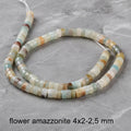 Natural Flower Amazonite — Rondelles 4x2 / 6x3 / 8x3mm | Strand ~38 cm