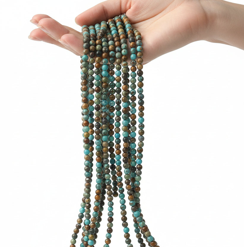 African Turquoise (Jasper) — Round Beads 2/3/4mm | Strand ~38 cm