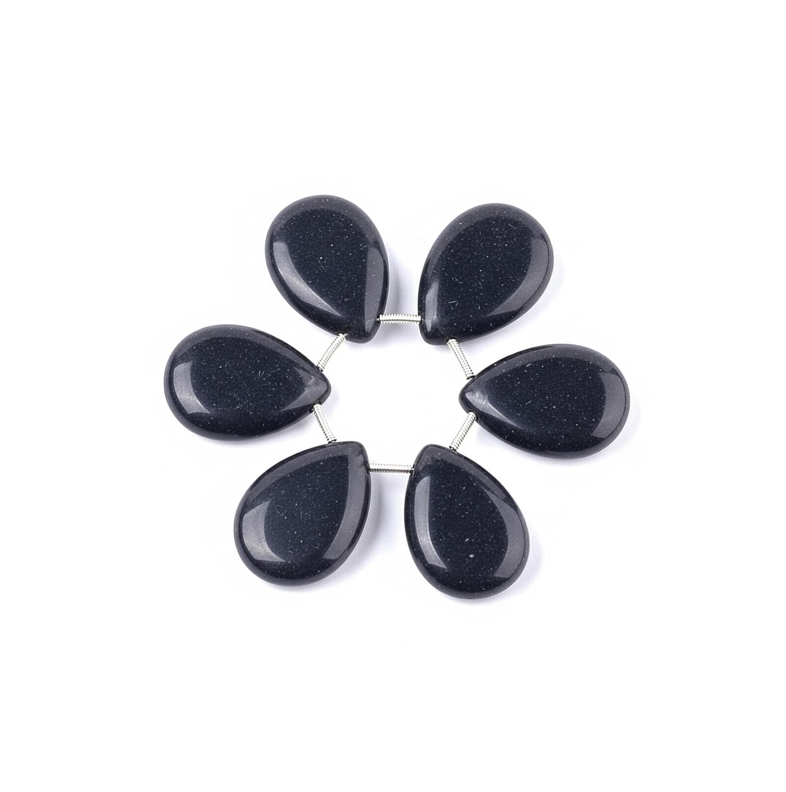 Natural Obsidian — Teardrop Pendant 25mm | Side Drill