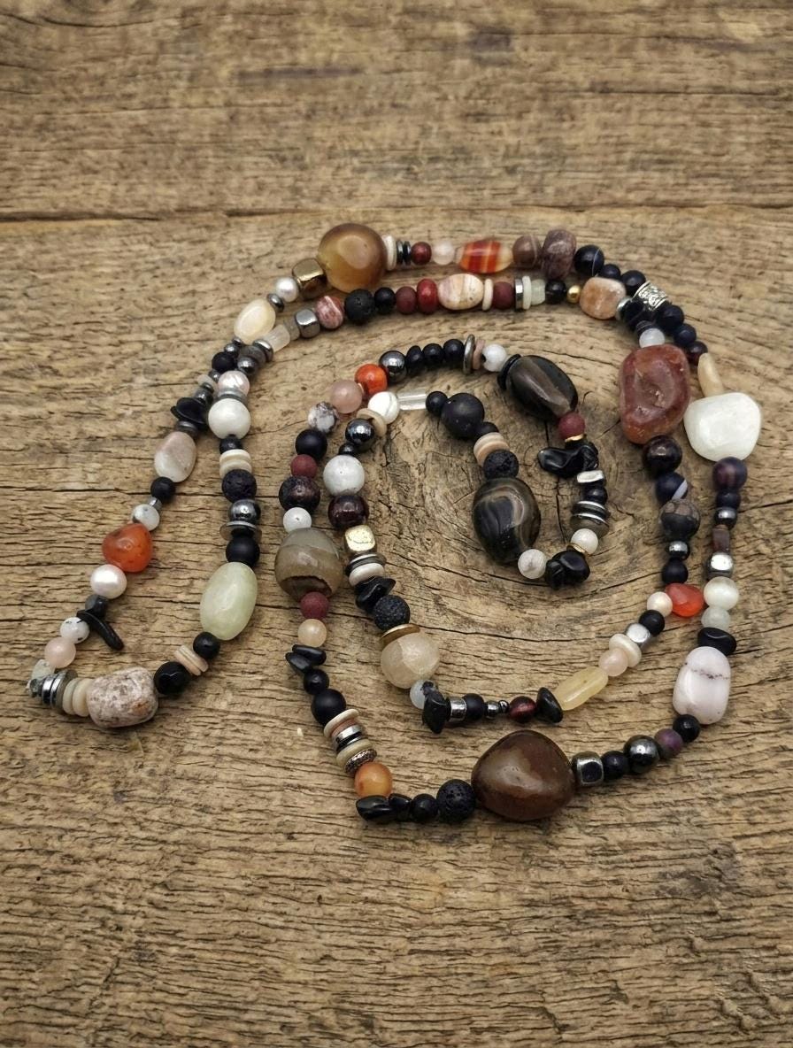 Multi Natural Stone Necklace — Mixed Stones | 120 cm