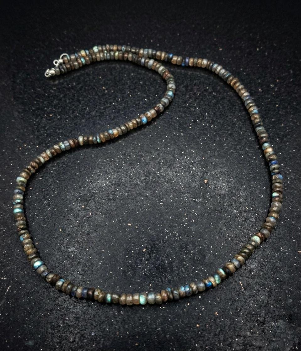 Collana di Labradorite Naturale — Rondelle 7x4mm 85cm