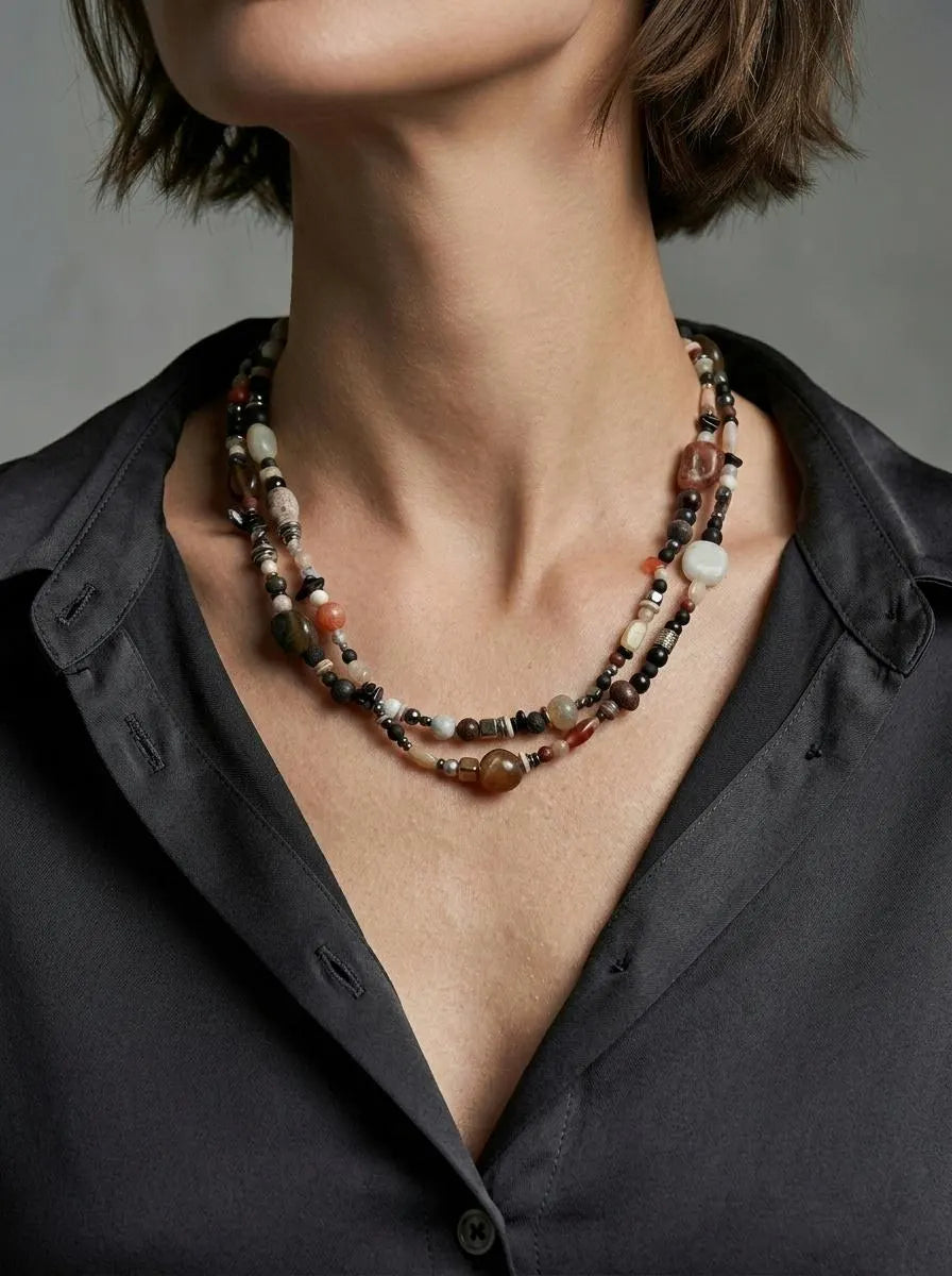 Multi Natural Stone Necklace — Mixed Stones | 120 cm