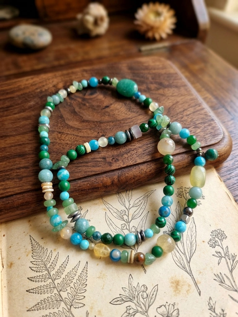 Multi-Natural Stone Necklace — Mixed Stones | 75 cm