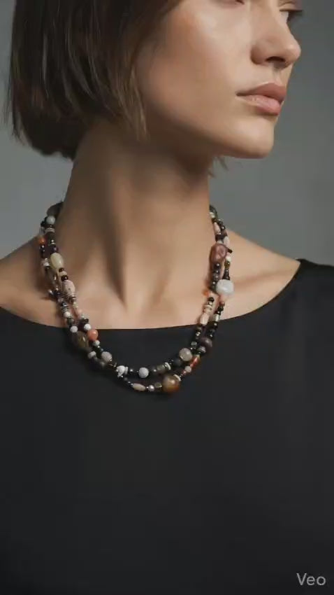 Multi Natural Stone Necklace — Mixed Stones | 120 cm