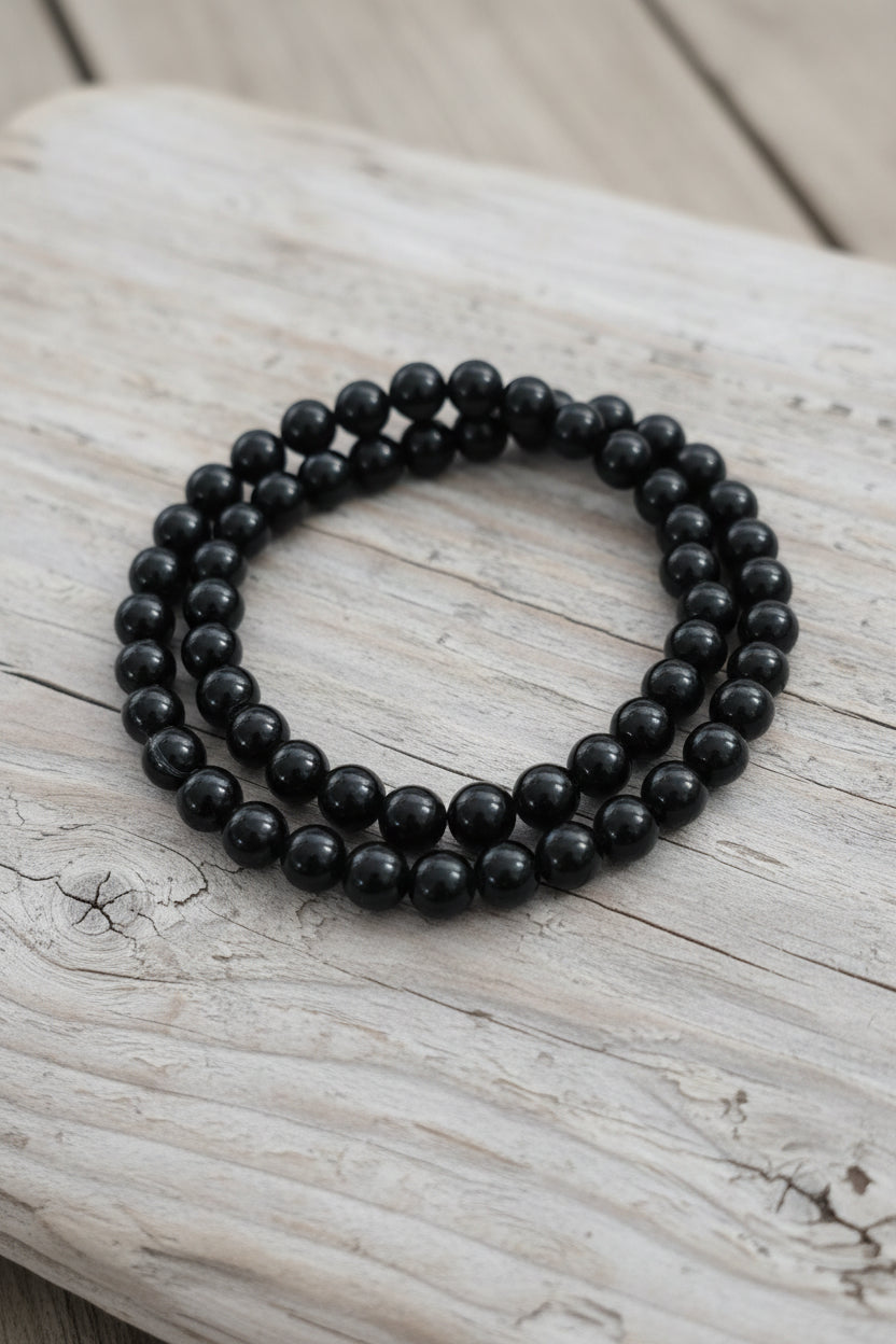 Collana di Agata Nera — Perline Tonde 8mm | 45 o 50 cm