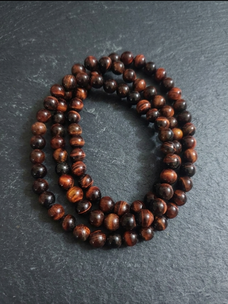 Red Tiger's Eye Mala Necklace — 8mm Beads | 75 cm