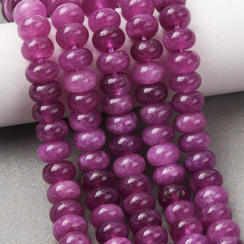 Jade Blanc Naturel — Rondelles 8x5mm | Vieux Rose | Fil ~39 cm