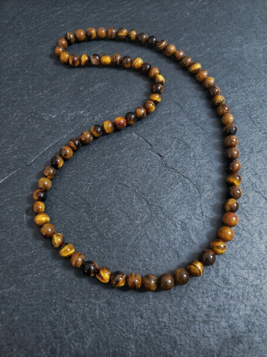 Collana Mala di Occhio di Tigre  — Sfere 10mm | 75 cm