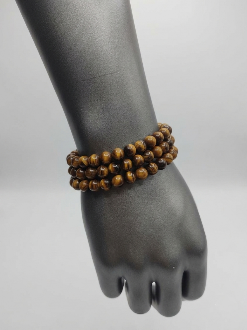 Collana Mala di Occhio di Tigre  — Sfere 10mm | 75 cm
