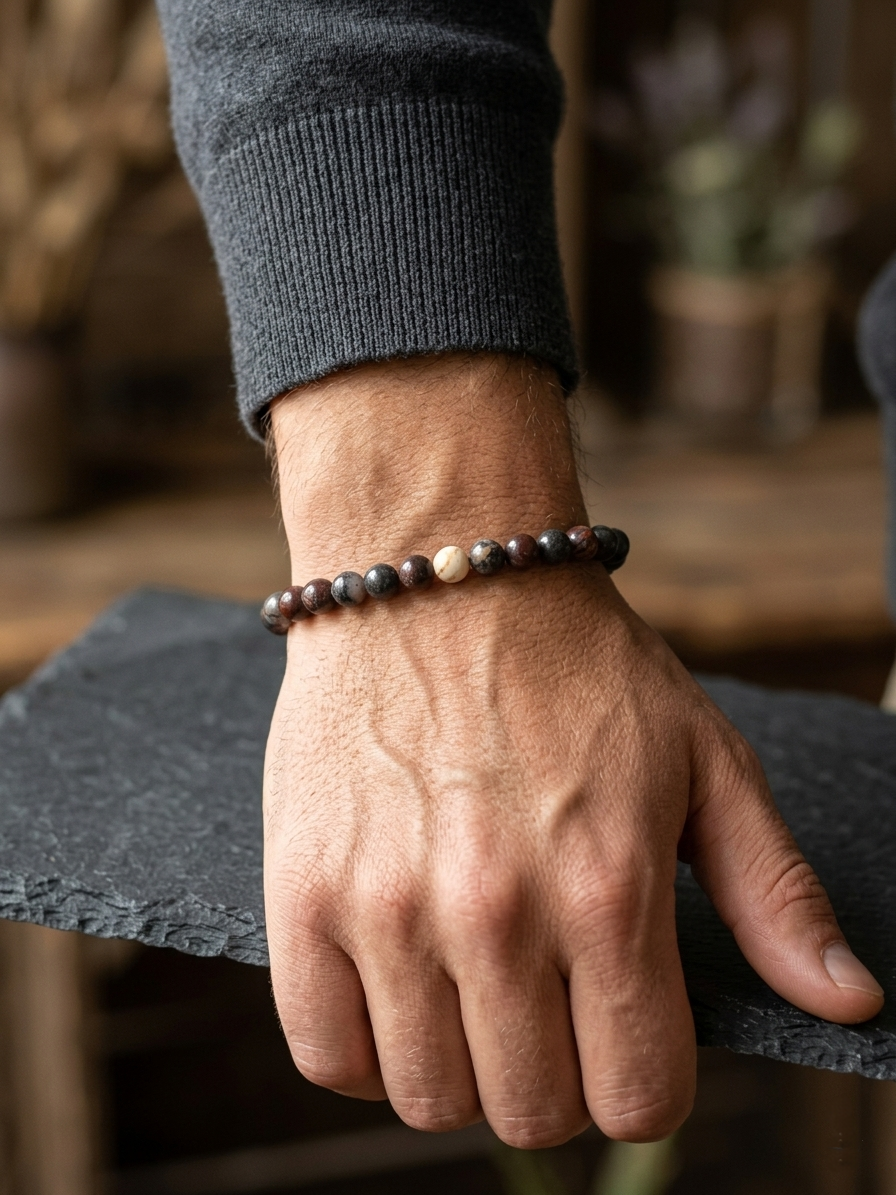Bracciale di Diaspro Brecciato — Sfere 6/8mm | 18-22 cm