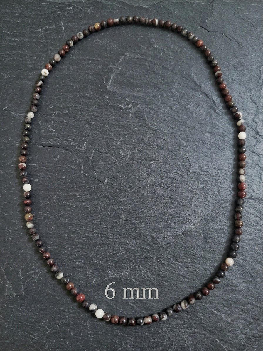 Brecciated Jasper Mala Necklace — 6/8/10mm Beads | 75 cm