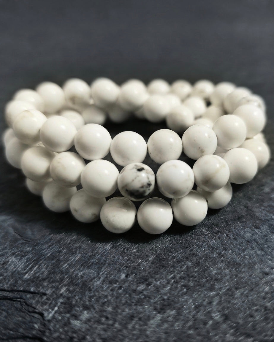 Collana di Magnesite Naturale — Perline Tonde 8mm | Avorio | 45 o 50 cm