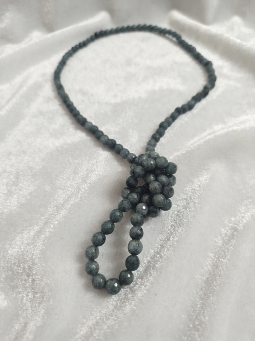 Collier en jade cadet bleu — Perles facettées 8 mm | 110 cm