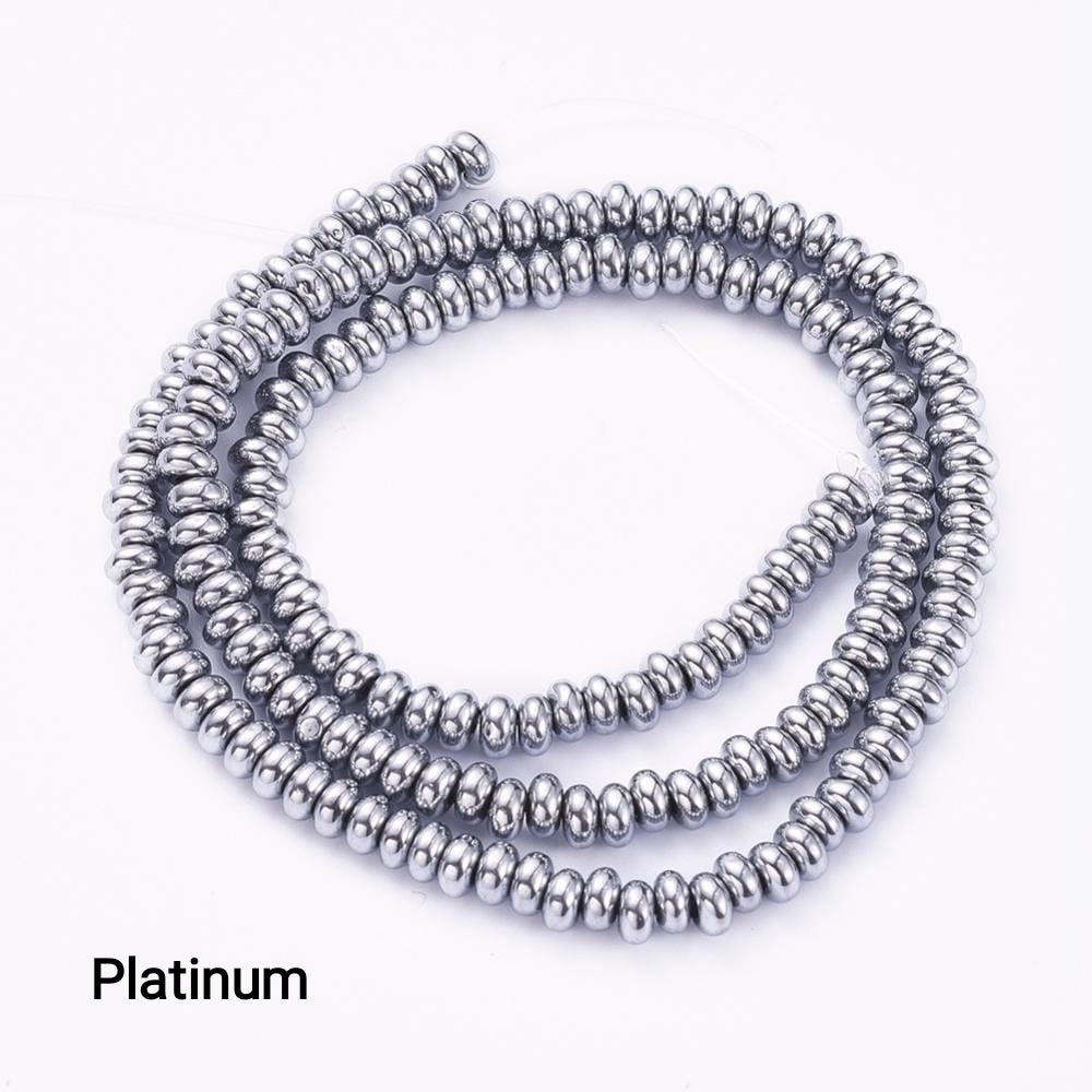 Ematite — Rondelle 4x2mm | Dark Gold, Light Gold, Rose Gold, Light Rose Gold, Golden, Platinum, Silver | Filo ~40 cm