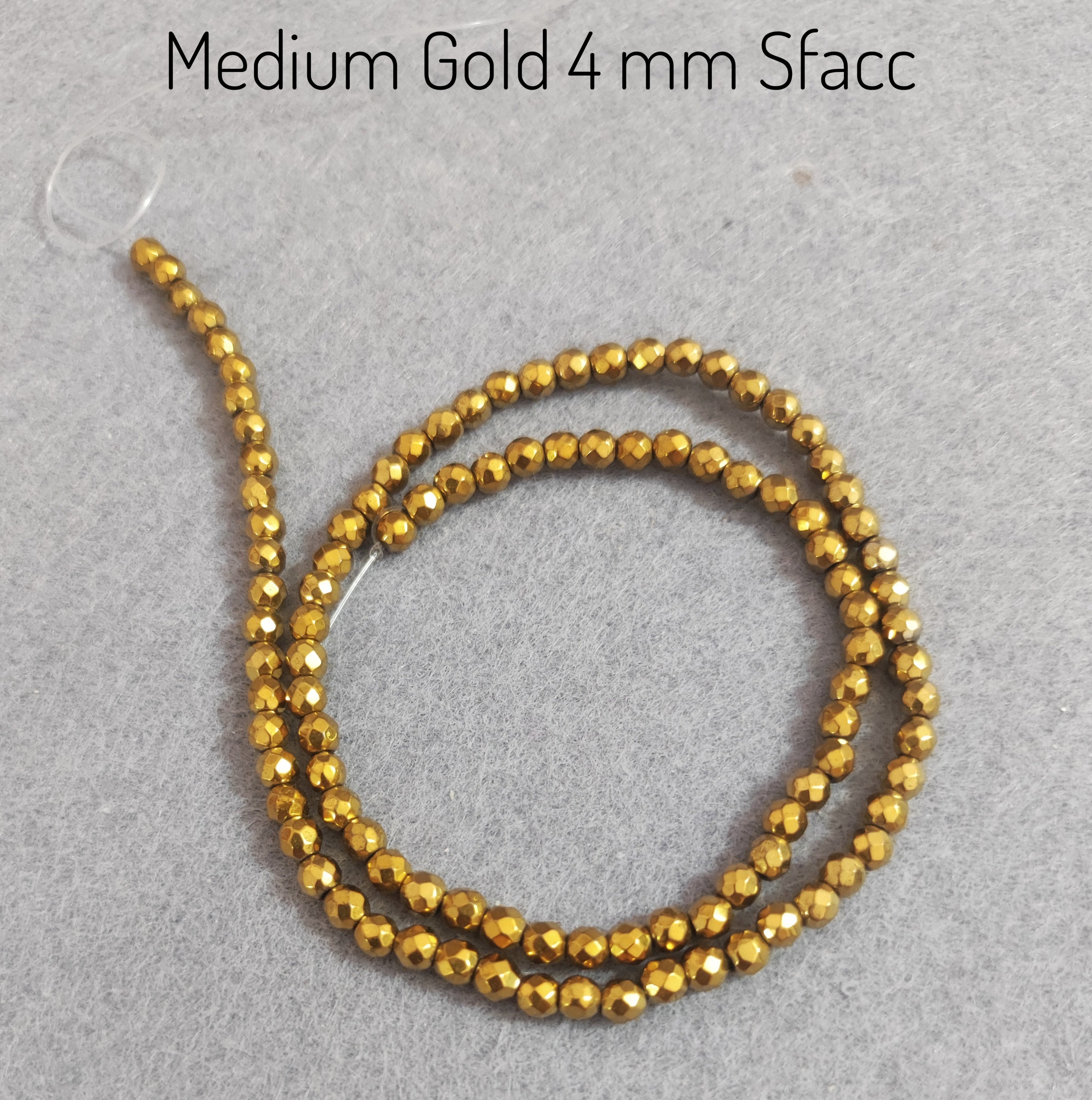 Hématite — Perles Facettées 4mm | Or clair, Doré, Or Rose, Argent