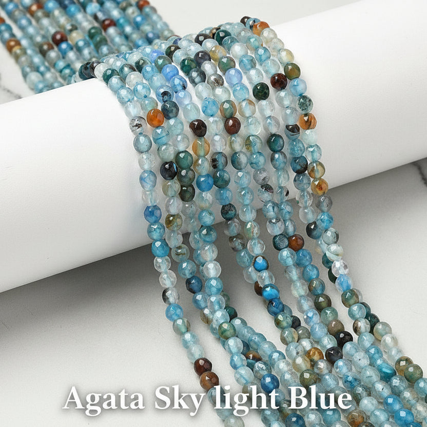Natural Faceted Agate 4mm — Various Colors | Strand ~37 cm