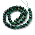 Œil-de-tigre vert naturel — Perles rondes 8 mm | Fil ~ 38 cm