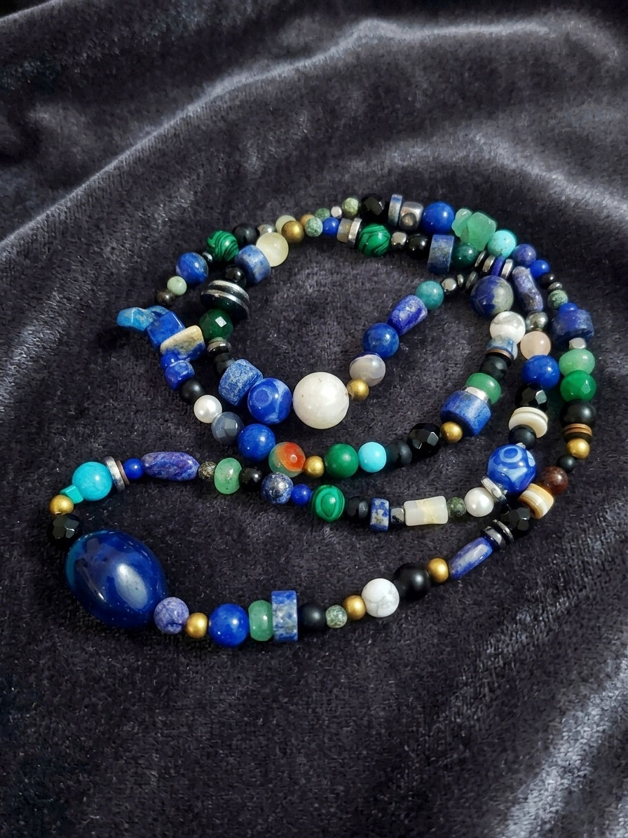 Multi Natural Stone Necklace — Mixed Stones | 75 cm