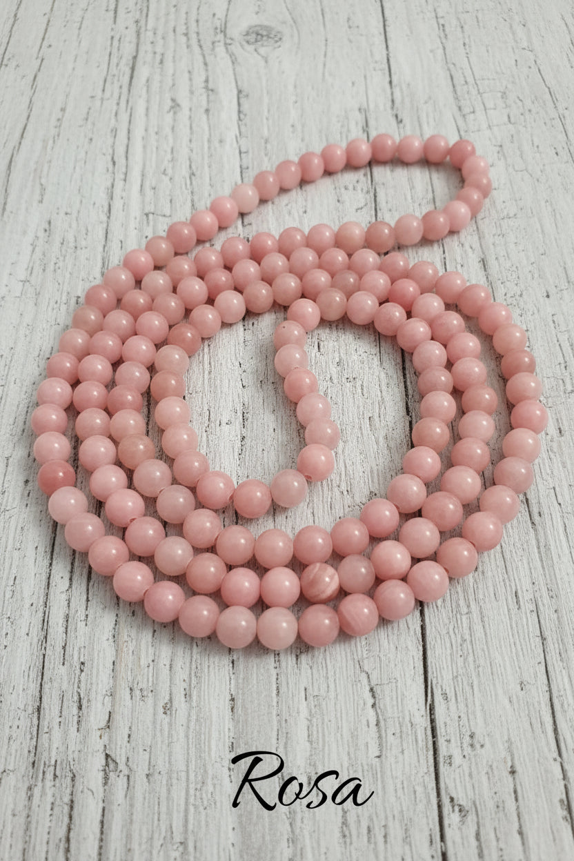 Long Necklace in 100% Natural Jade — 8mm Beads | Various Colors