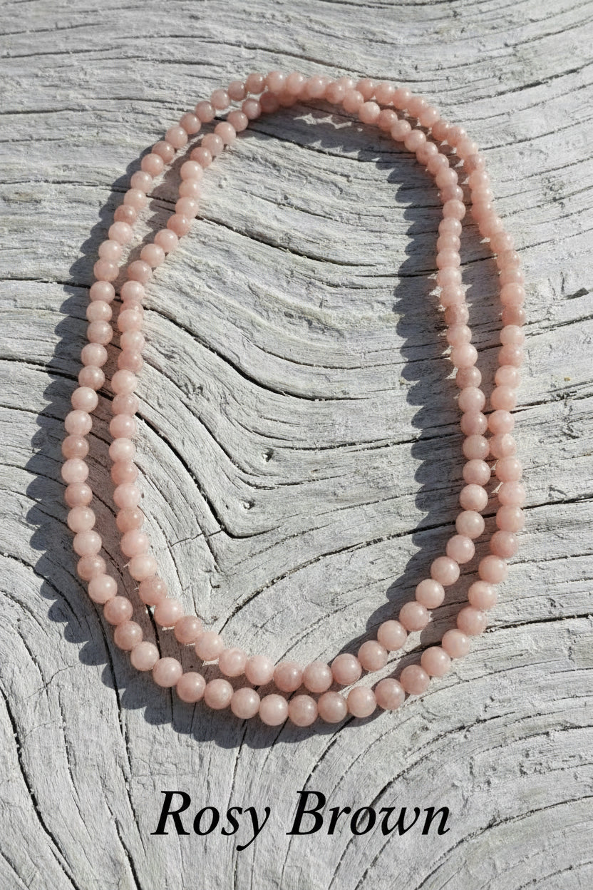 Long Necklace in 100% Natural Jade — 8mm Beads | Various Colors