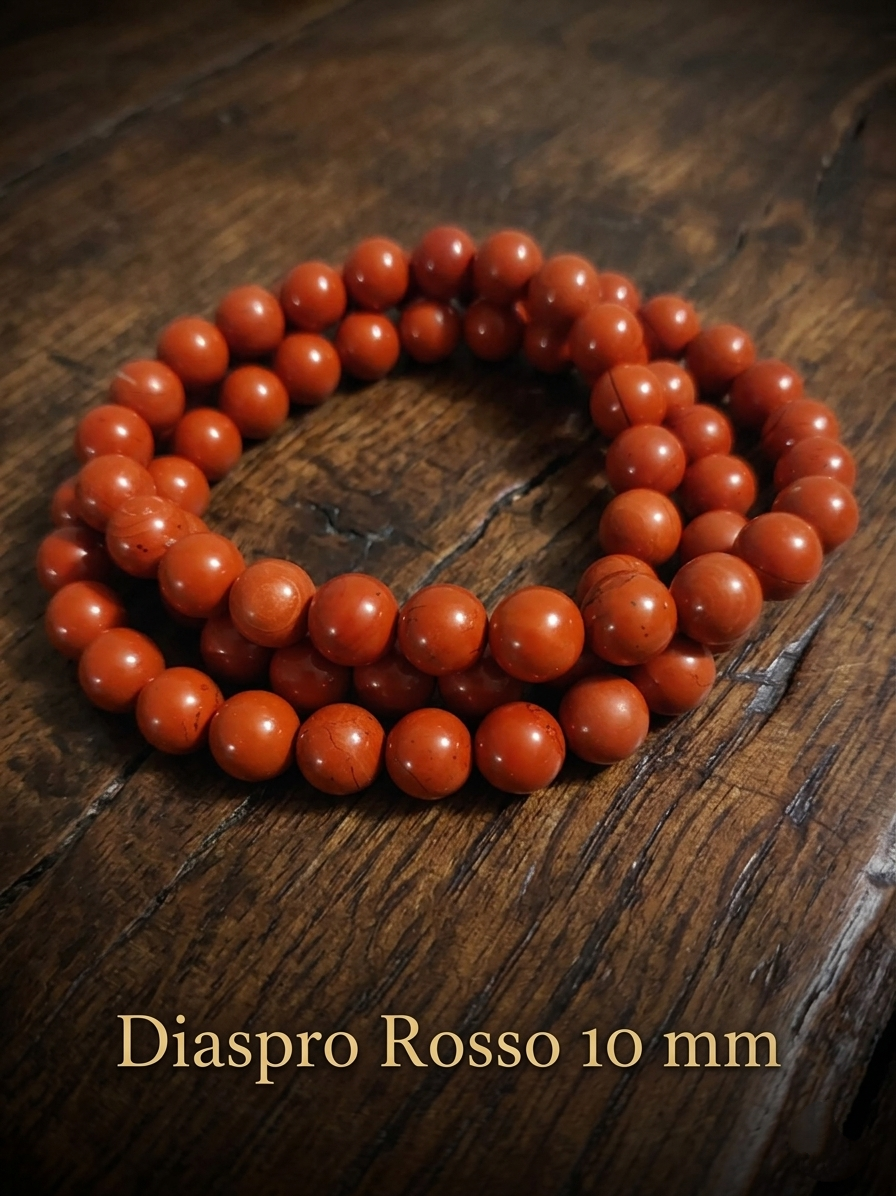 Natural Red Jasper Mala Necklace — 8mm or 10mm Beads | 75 cm