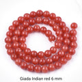Indian Red Natural Jade — Round Beads 6/8mm | Strand ~39 cm