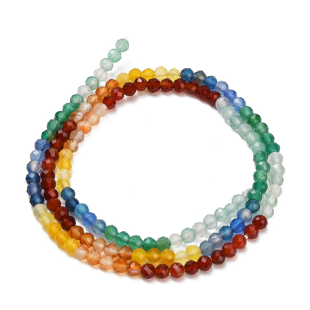 Agate Multicolore — Couleurs dégradées — Perles à facettes 3mm | Fil ~38 cm