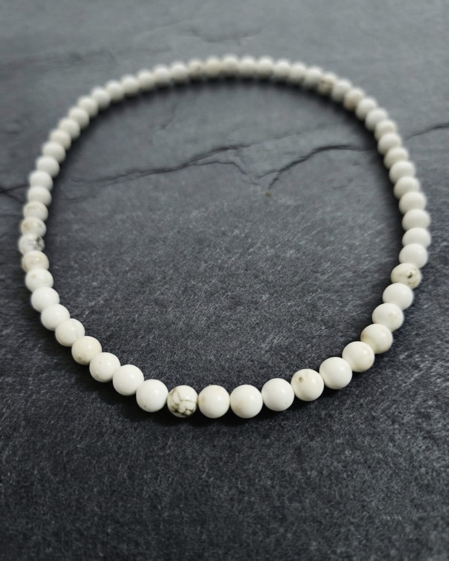 Collana di Magnesite Naturale — Perline Tonde 8mm | Avorio | 45 o 50 cm