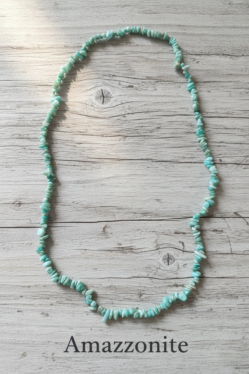 Collana Chips di Pietre Naturali — Ametista, Amazzonite, Fluorite, Lapislazzuli e molte altre | 80 cm