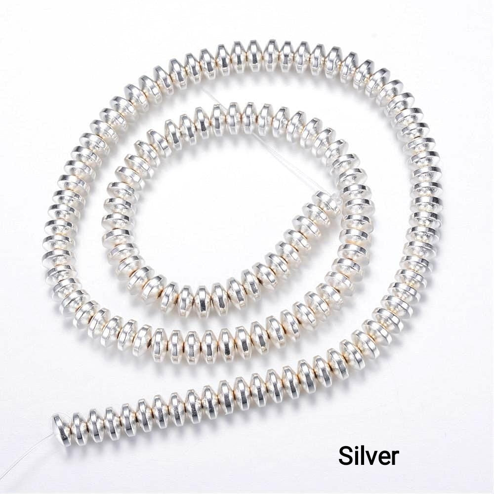 Ematite — Rondelle 4x2mm | Dark Gold, Light Gold, Rose Gold, Light Rose Gold, Golden, Platinum, Silver | Filo ~40 cm