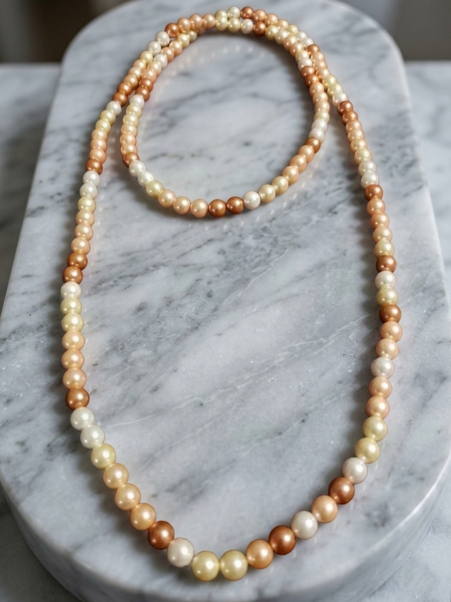 Natural Mother-of-Pearl Bead Necklace — 8mm | 120 cm