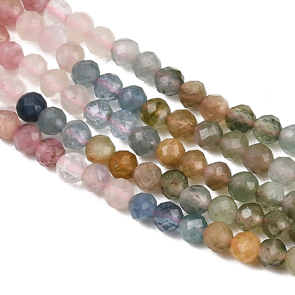Multicolor Tourmaline — Gradient colors — Faceted beads 2.8/3mm | Strand ~40 cm