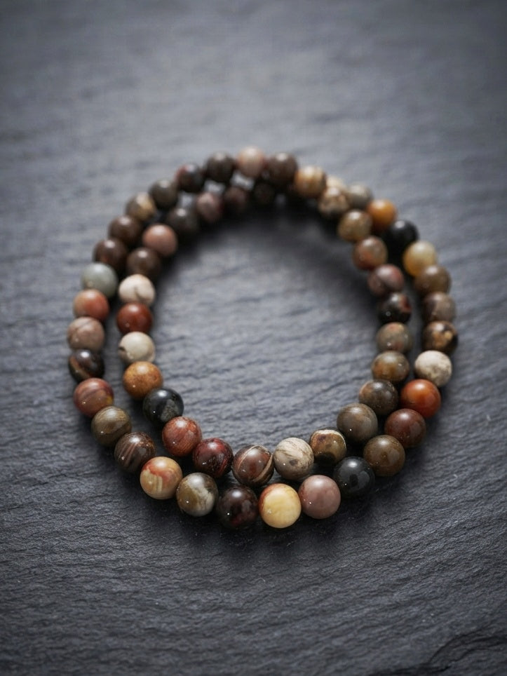 Collana di Legno Pietrificato — Sfere 8mm | 45 o 50 cm