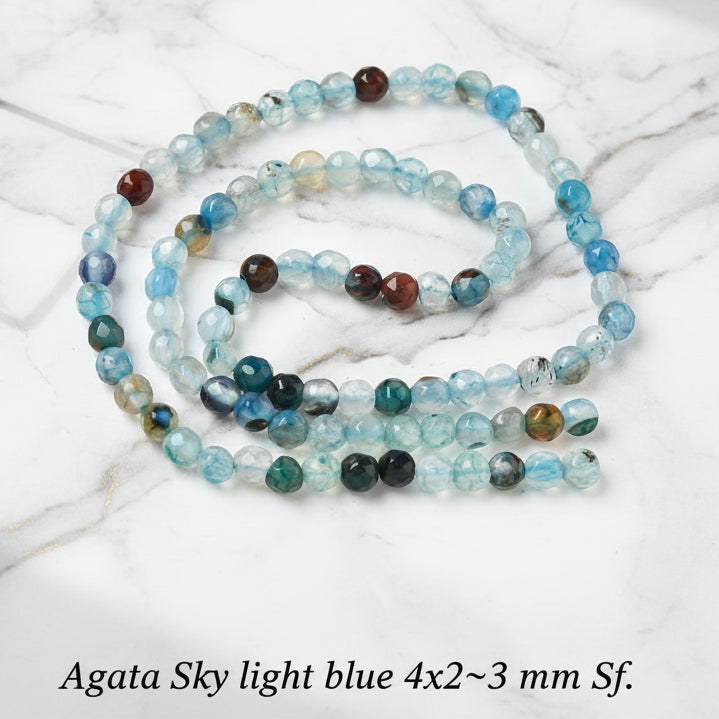 Natural Faceted Agate 4mm — Various Colors | Strand ~37 cm