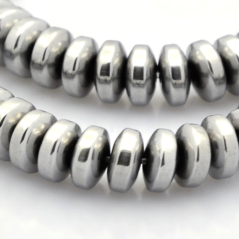 Hématite — Rondelles 6x2mm | Platine | Fil ~27cm