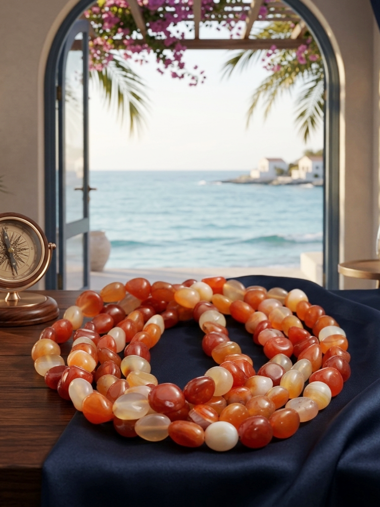 Brazilian Red Agate Necklace — Nuggets 10x12mm | 120 cm