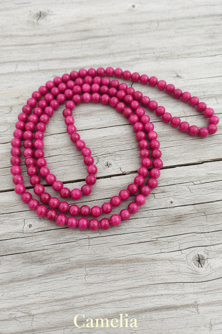 Collana Lunga in Giada Naturale 100% — Sfere 8mm | Vari Colori