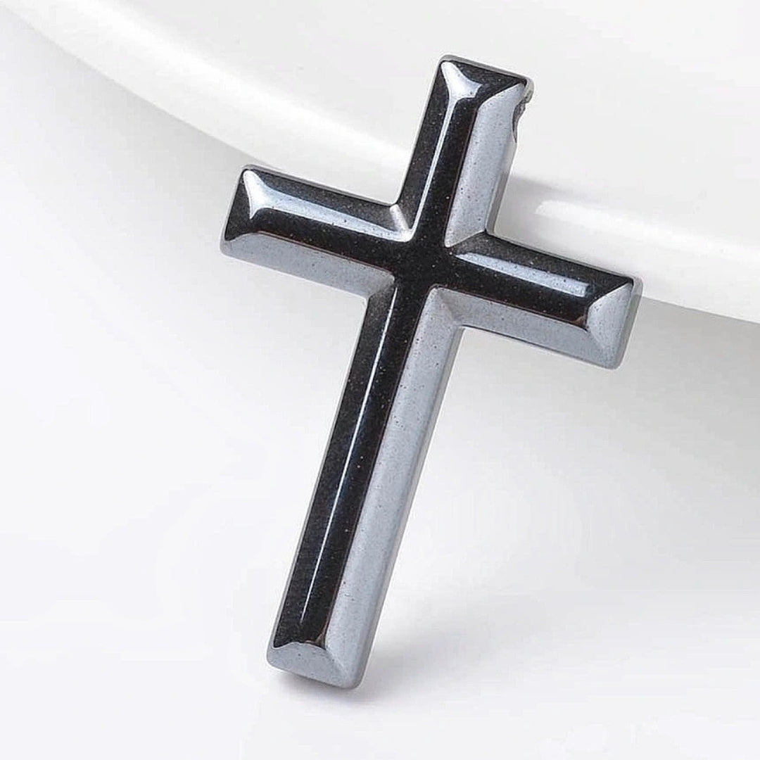 Hematite — Cross Pendant 33x22mm