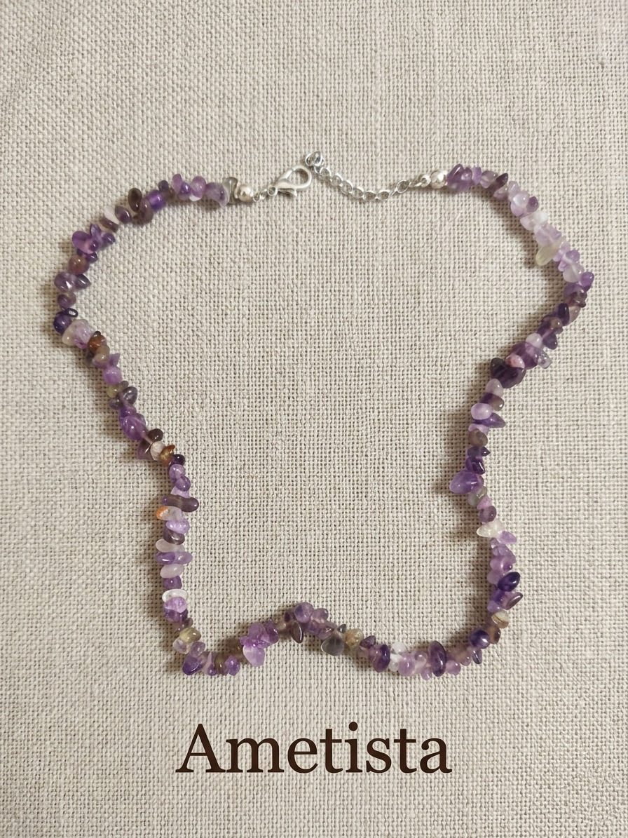 Natural Stone Chip Necklace — Apatite, Fluorite, Obsidian and more | 40 cm