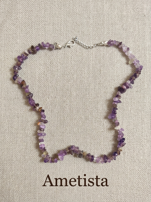 Collana Chips di Pietre Naturali — Apatite, Fluorite, Ossidiana e altre | 40 cm