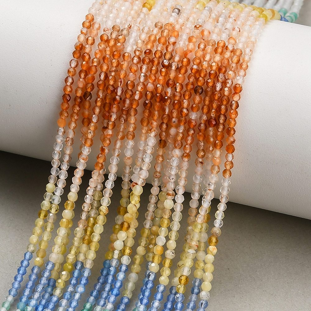 Agata Multicolori — Colori sfumati — Perline Sfaccettate 2mm | Filo ~39 cm