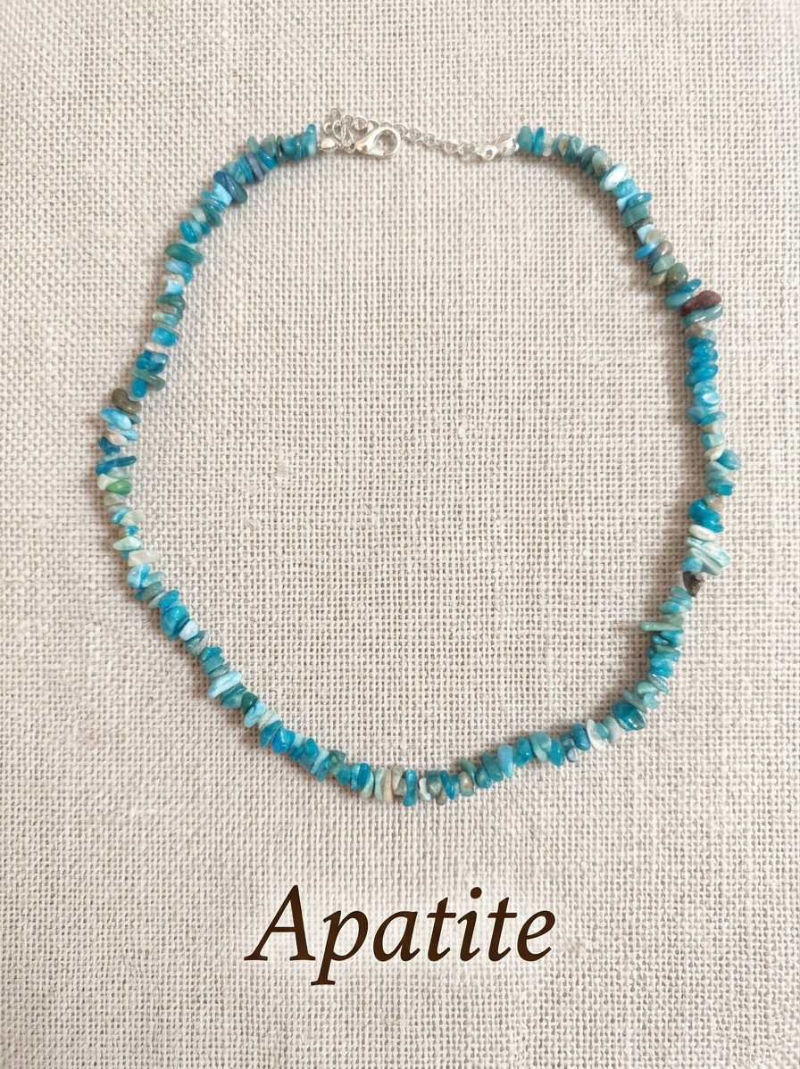 Natural Stone Chip Necklace — Apatite, Fluorite, Obsidian and more | 40 cm