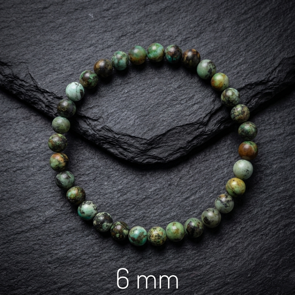 Bracciale di Turchese Africano (Diaspro) — Sfere 6/8/10mm | 18-22 cm