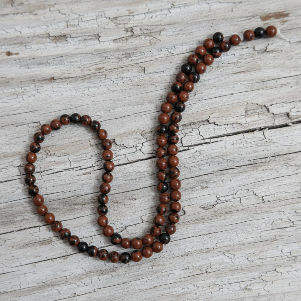 Natural Mahogany Obsidian — Round Beads 4/6/8/10mm | Strand ~38 cm