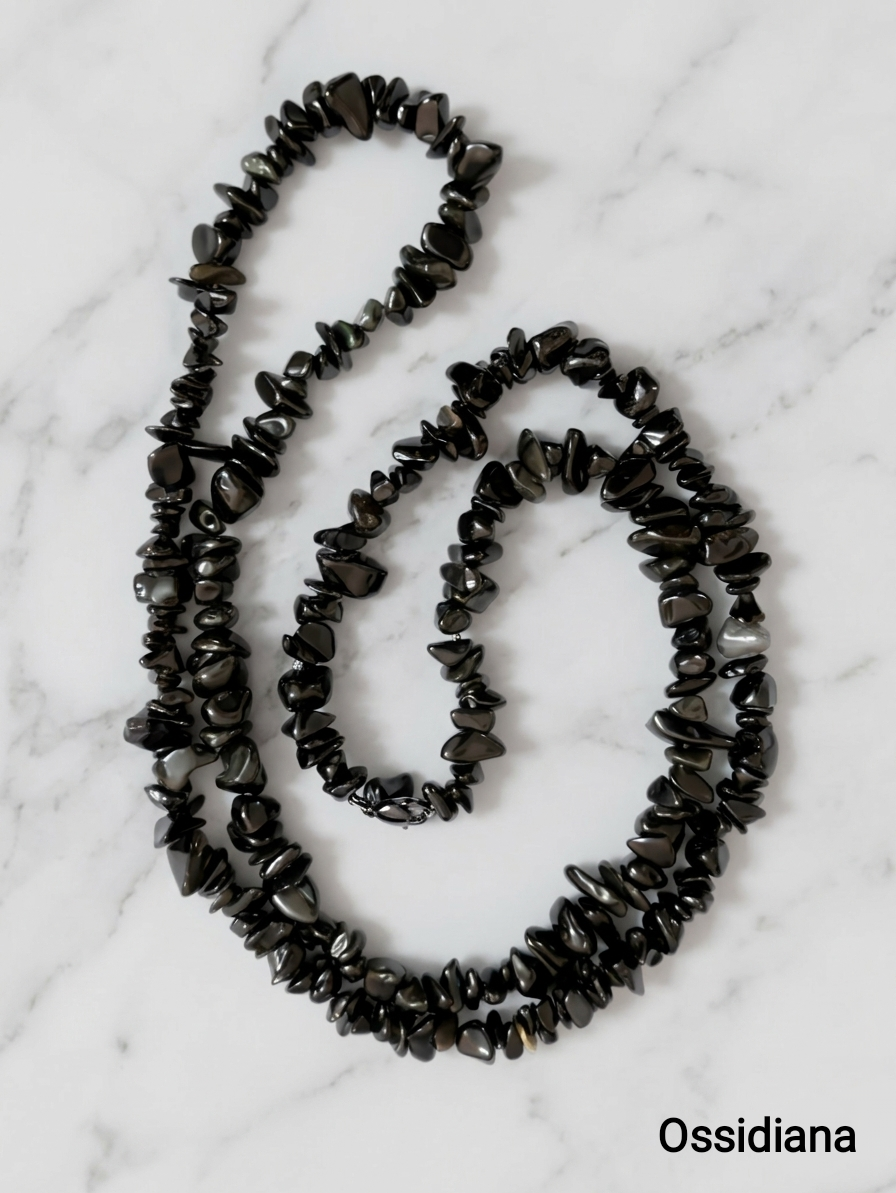 Natural Stone Chips Necklace — Turquoise, Mookaite, Obsidian and others | 80 cm