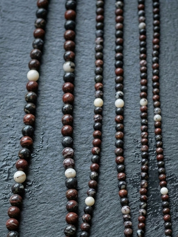 Brecciated Jasper Mala Necklace — 6/8/10mm Beads | 75 cm