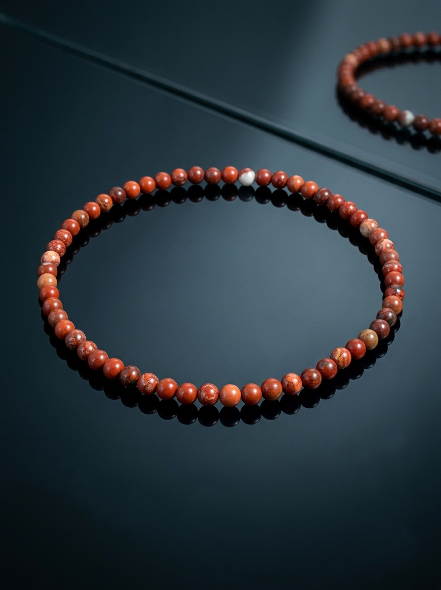 Collana di Diaspro Rosso — Perline Tonde 6mm | 45 o 50 cm